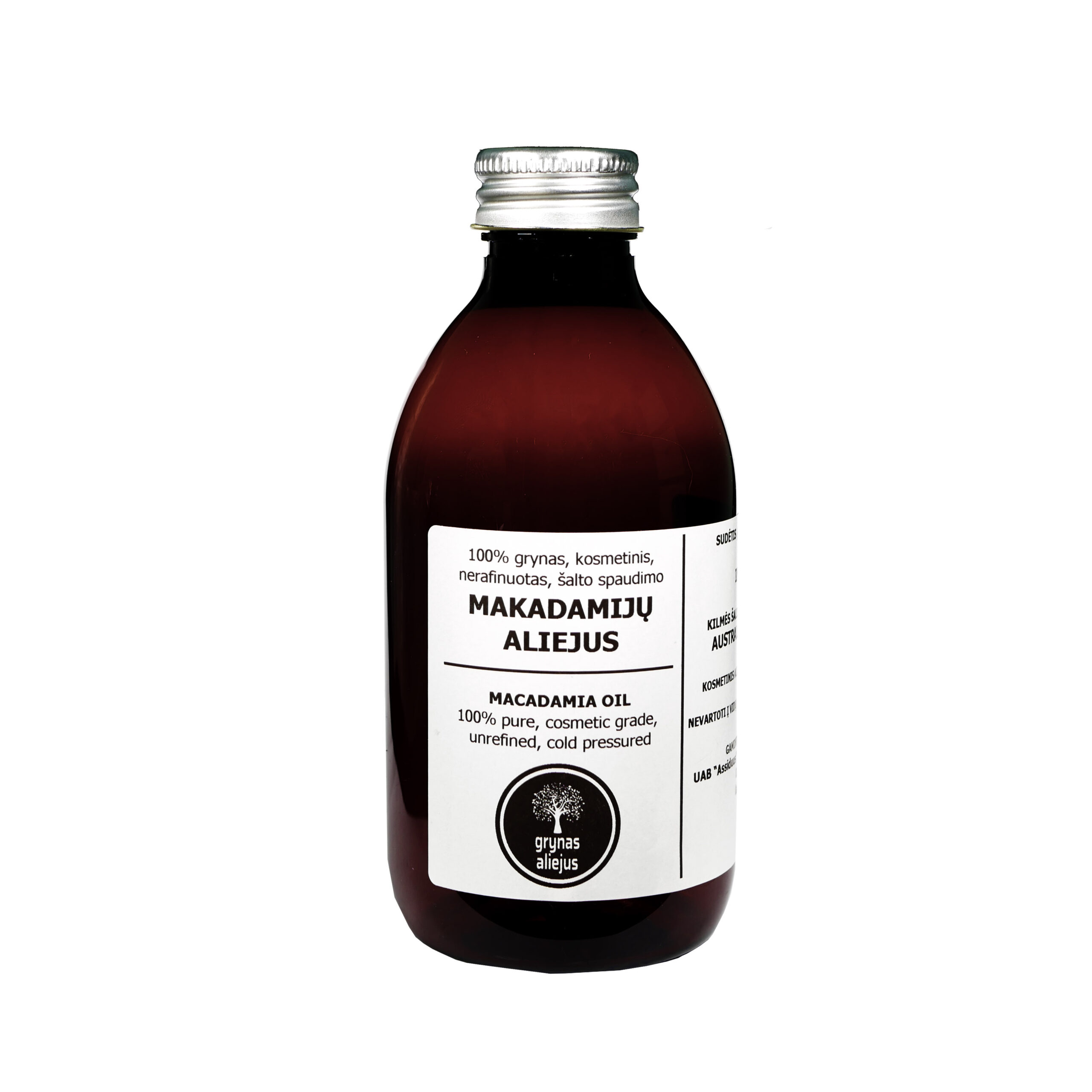 Makadamijų grynas šalto spaudimo aliejus